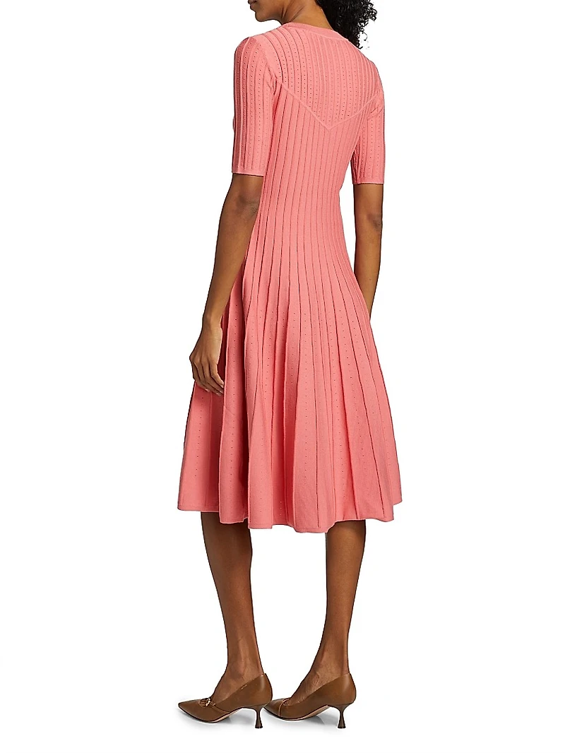 The Wanda Pleated Knit Fit & Flare Midi-Sweaterdress