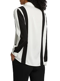The Dylan Striped Stretch-Silk Button-Front Top