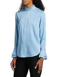 The Adair Ruffle-Trimmed Stretch-Silk Button-Front Blouse