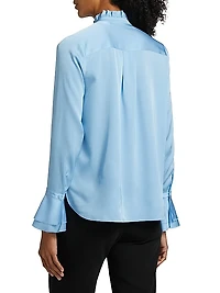 The Adair Ruffle-Trimmed Stretch-Silk Button-Front Blouse