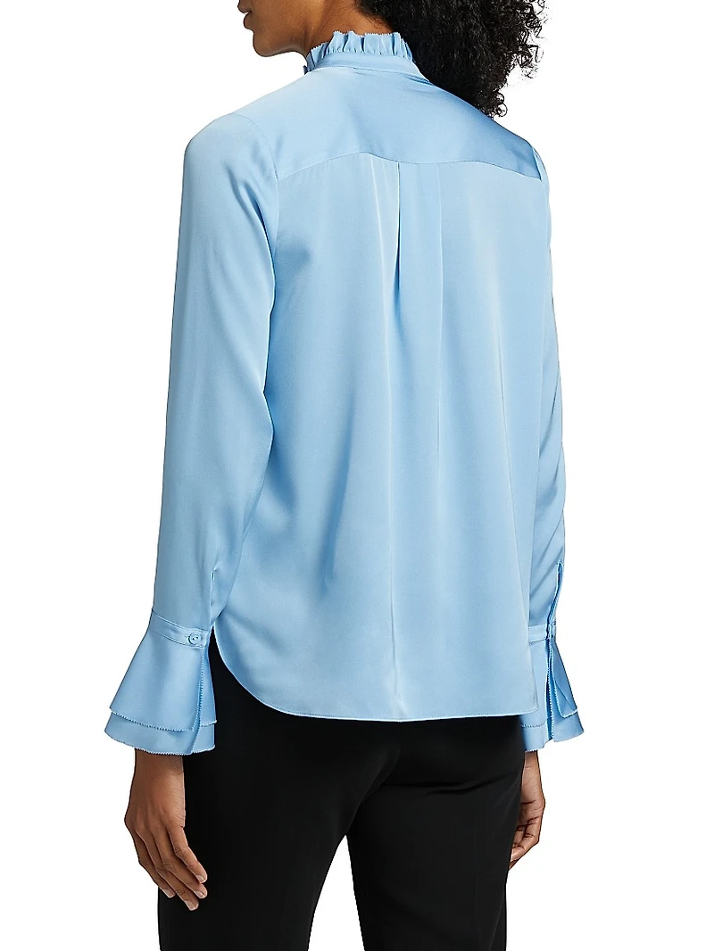The Adair Ruffle-Trimmed Stretch-Silk Button-Front Blouse