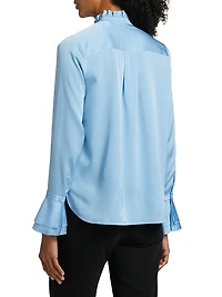 The Adair Ruffle-Trimmed Stretch-Silk Button-Front Blouse