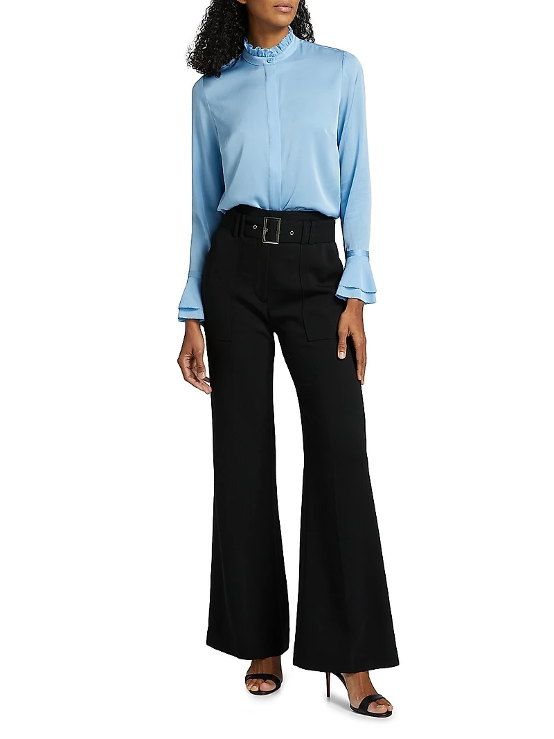The Adair Ruffle-Trimmed Stretch-Silk Button-Front Blouse