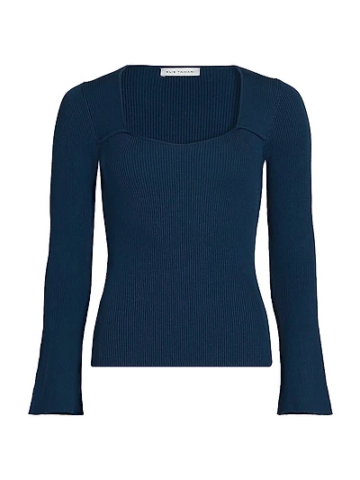 The Sydney Ribbed Long-Sleeve Sweetheart Top