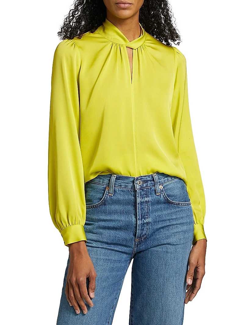 Cora Satin Long-Sleeve Blouse