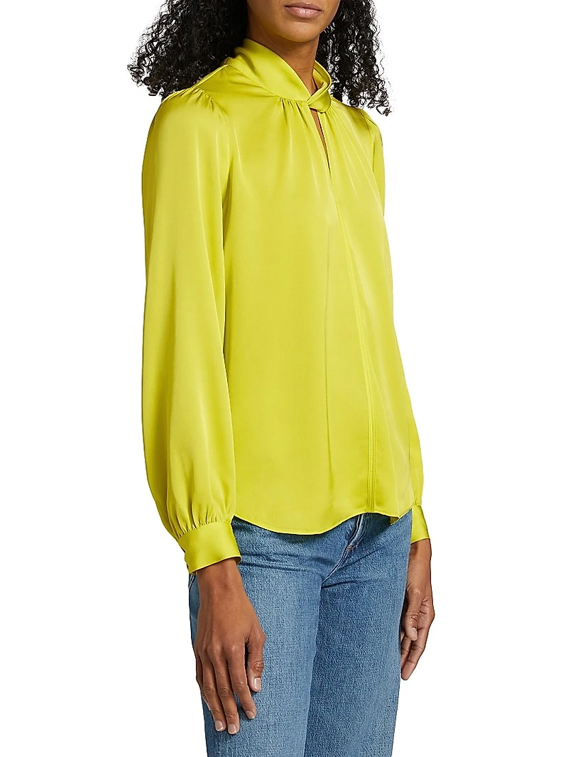 Cora Satin Long-Sleeve Blouse