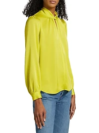 Cora Satin Long-Sleeve Blouse