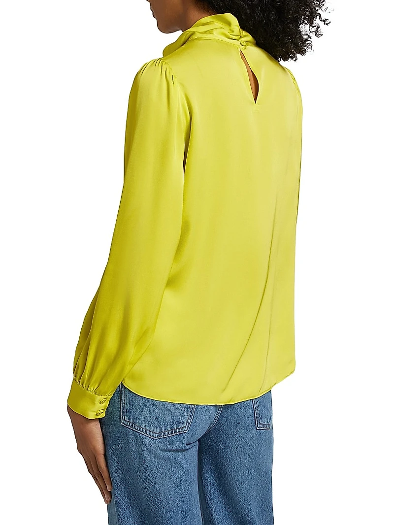 Cora Satin Long-Sleeve Blouse