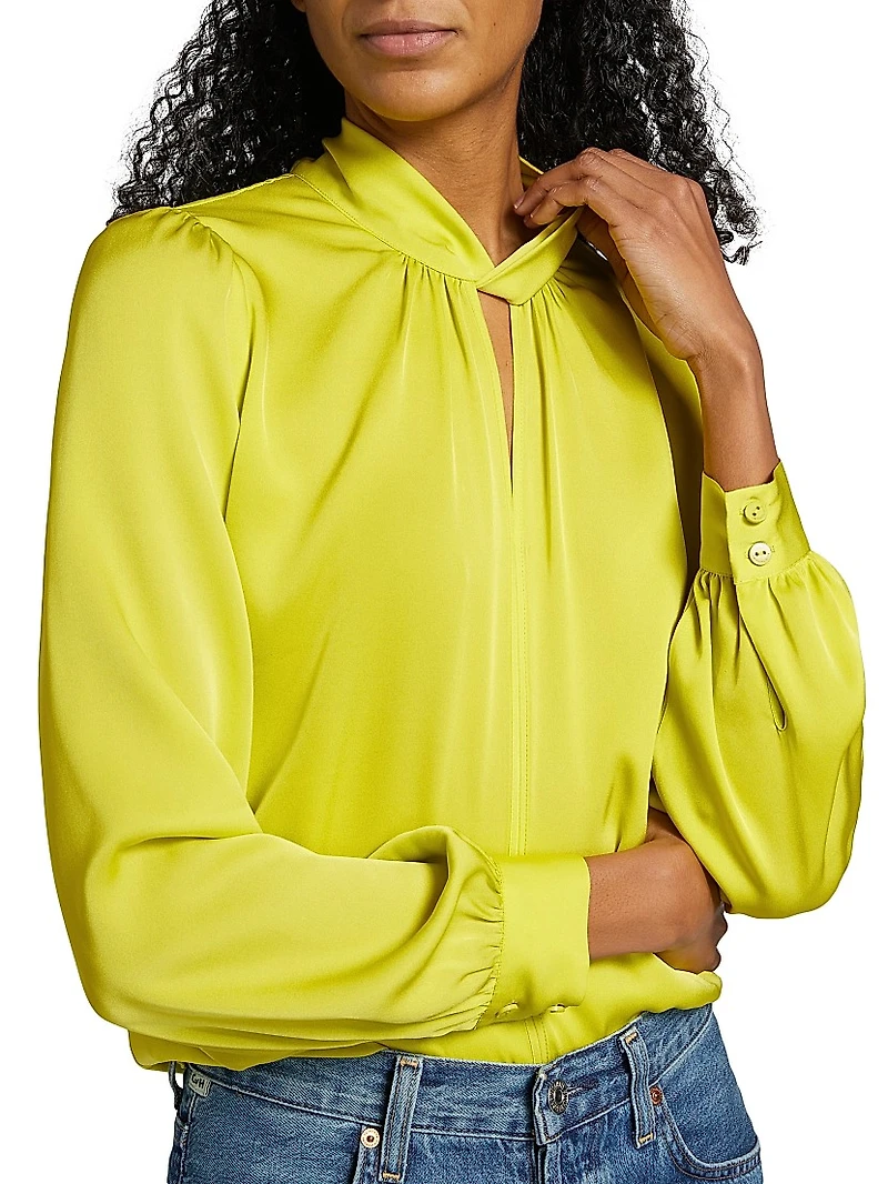 Cora Satin Long-Sleeve Blouse