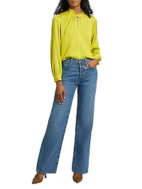 Cora Satin Long-Sleeve Blouse