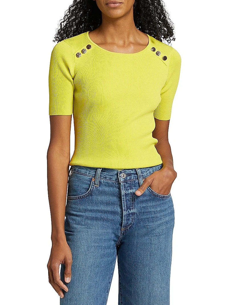 The Gemma Button-Shoulder Sweater Top