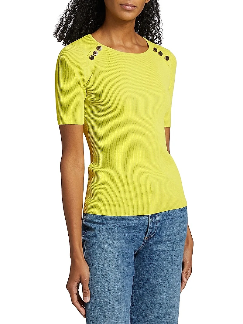 The Gemma Button-Shoulder Sweater Top
