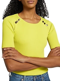 The Gemma Button-Shoulder Sweater Top