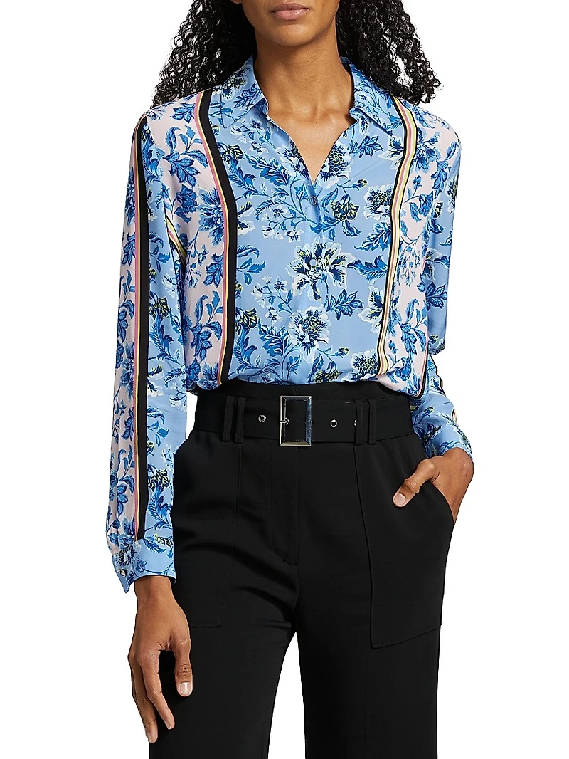 The Madeline Twilight Striped Floral Blouse