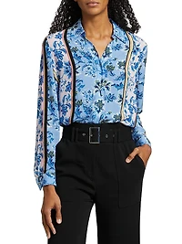 The Madeline Twilight Striped Floral Blouse