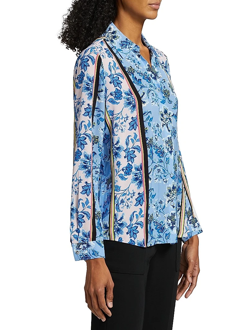 The Madeline Twilight Striped Floral Blouse