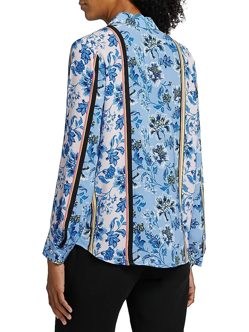 The Madeline Twilight Striped Floral Blouse