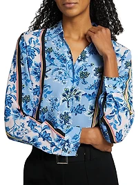 The Madeline Twilight Striped Floral Blouse