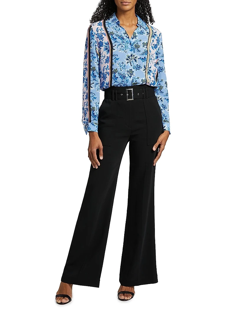 The Madeline Twilight Striped Floral Blouse