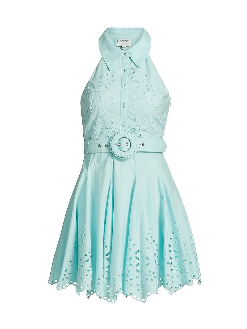 Adya Eyelet Cotton Belted Minidress