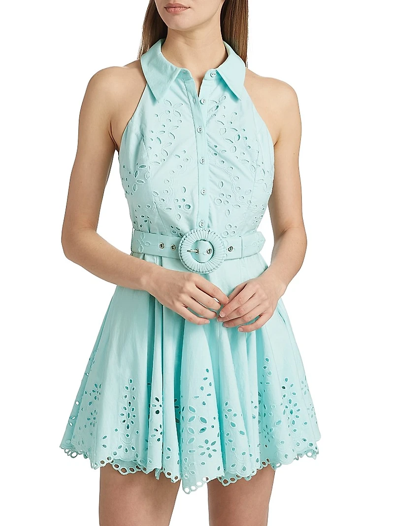 Adya Eyelet Cotton Belted Minidress