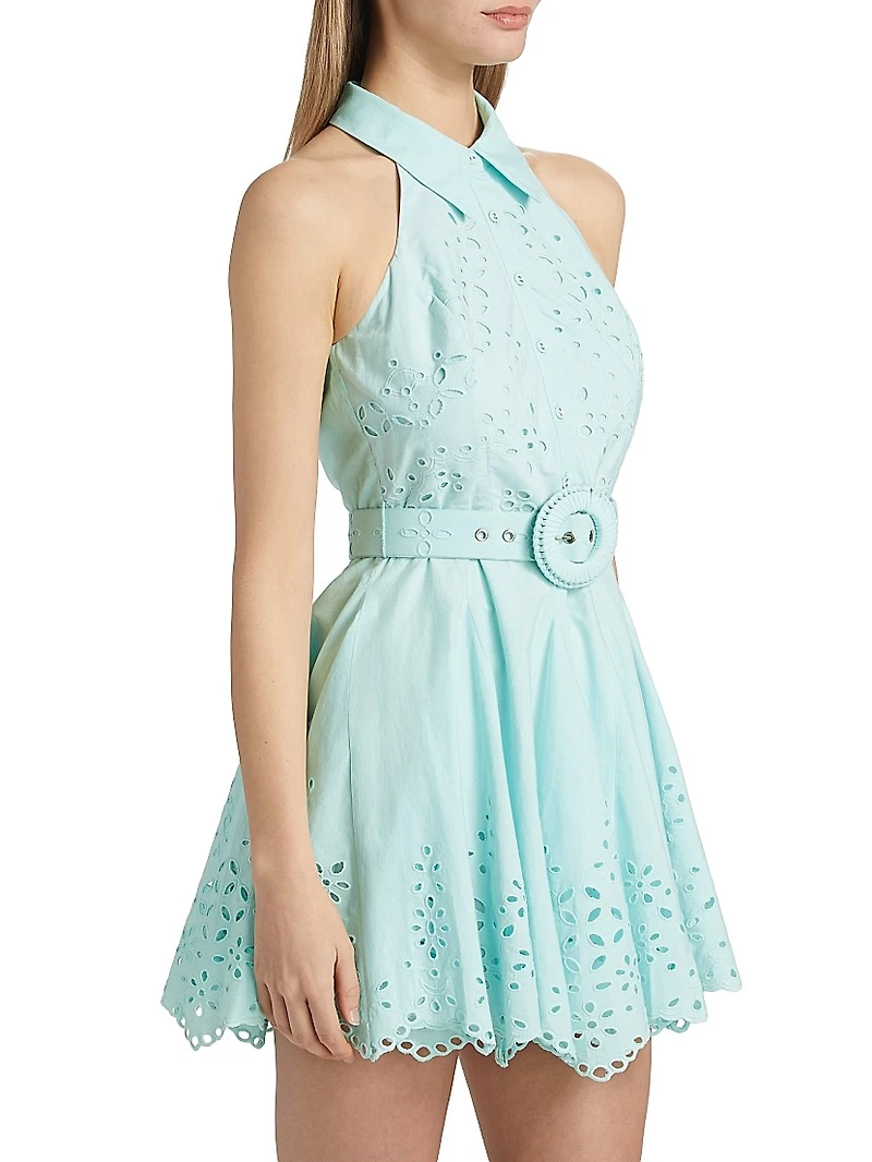 Adya Eyelet Cotton Belted Minidress