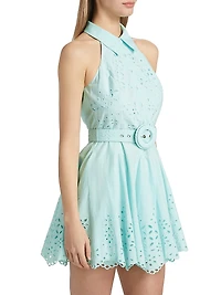 Adya Eyelet Cotton Belted Minidress