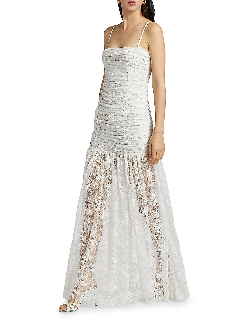 Adra Ruched Lace Gown
