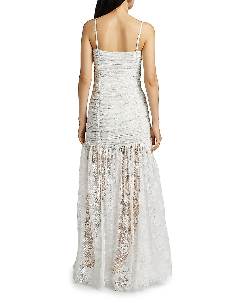 Adra Ruched Lace Gown