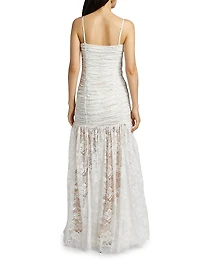 Adra Ruched Lace Gown