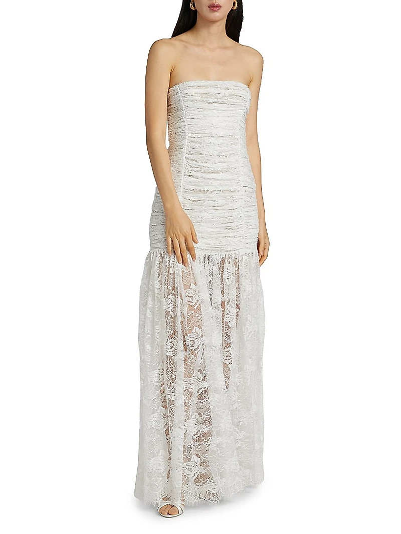 Adra Ruched Lace Gown