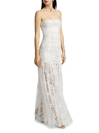 Adra Ruched Lace Gown