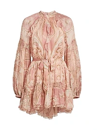 Fiza Ruffle Tie-Waist Minidress