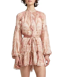 Fiza Ruffle Tie-Waist Minidress