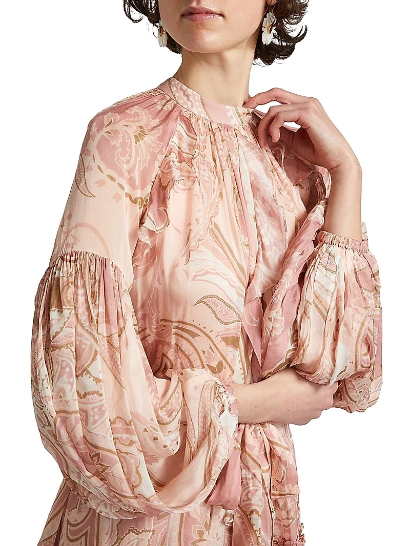 Fiza Ruffle Tie-Waist Minidress