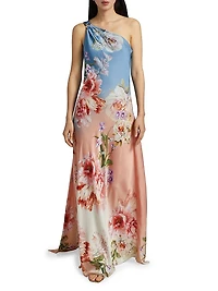 Kavi Floral One-Shoulder Gown