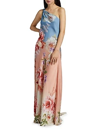 Kavi Floral One-Shoulder Gown