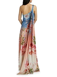 Kavi Floral One-Shoulder Gown