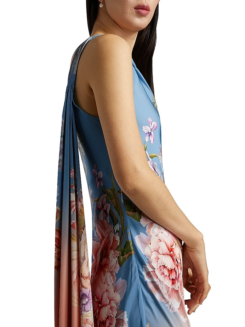 Kavi Floral One-Shoulder Gown