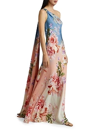 Kavi Floral One-Shoulder Gown