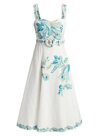 Amari Embroidered Linen & Cotton Midi-Dress