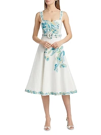 Amari Embroidered Linen & Cotton Midi-Dress