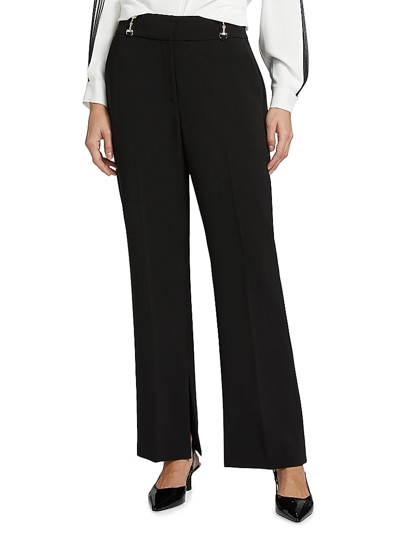 Paisleigh Horsebit Stretch Straight-Leg Trousers