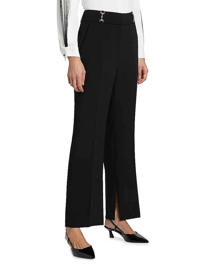 Paisleigh Horsebit Stretch Straight-Leg Trousers
