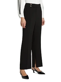 Paisleigh Horsebit Stretch Straight-Leg Trousers