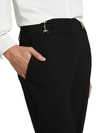 Paisleigh Horsebit Stretch Straight-Leg Trousers