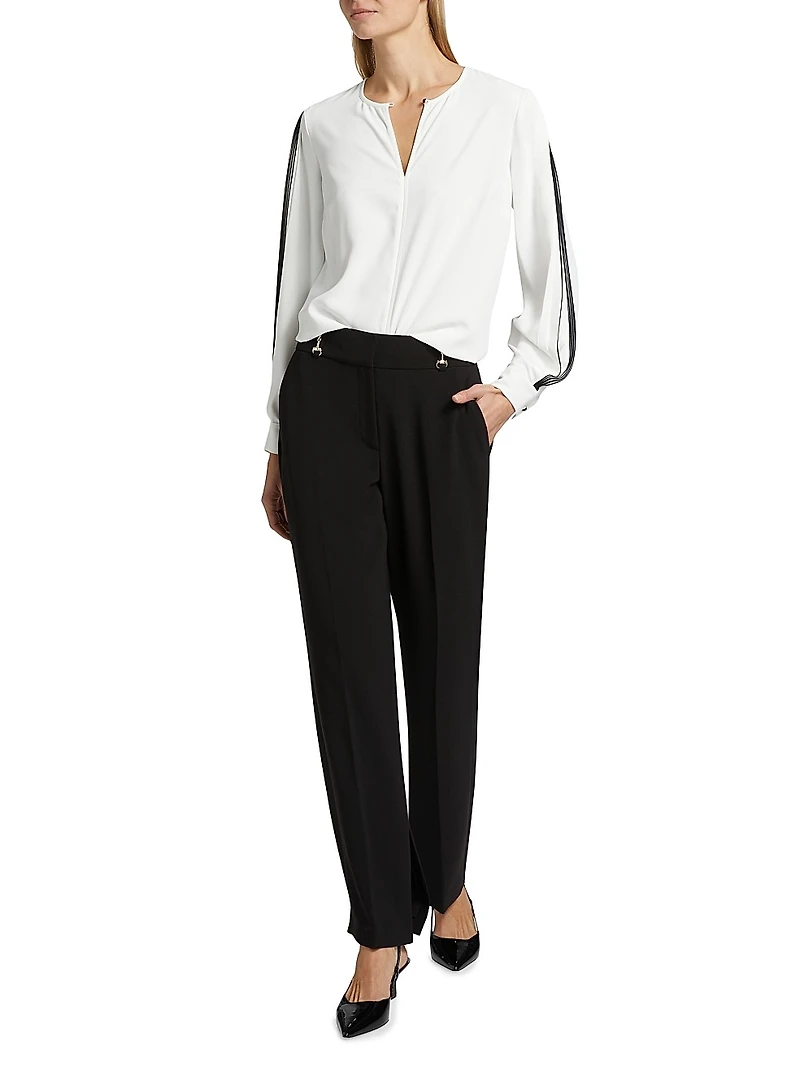 Paisleigh Horsebit Stretch Straight-Leg Trousers
