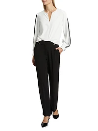 Paisleigh Horsebit Stretch Straight-Leg Trousers