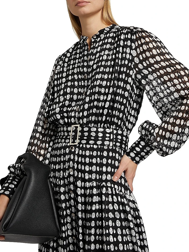 Rue Polka Dot Long-Sleeve Maxi Dress