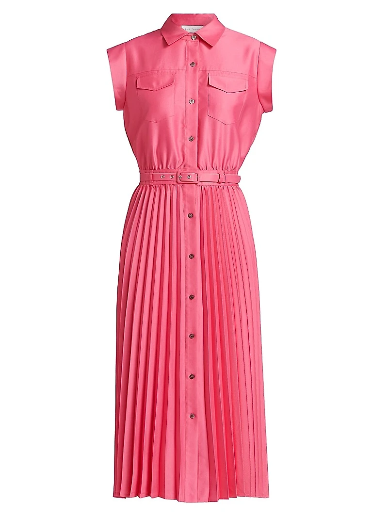 Natalyia Pleated Midi-Shirtdress